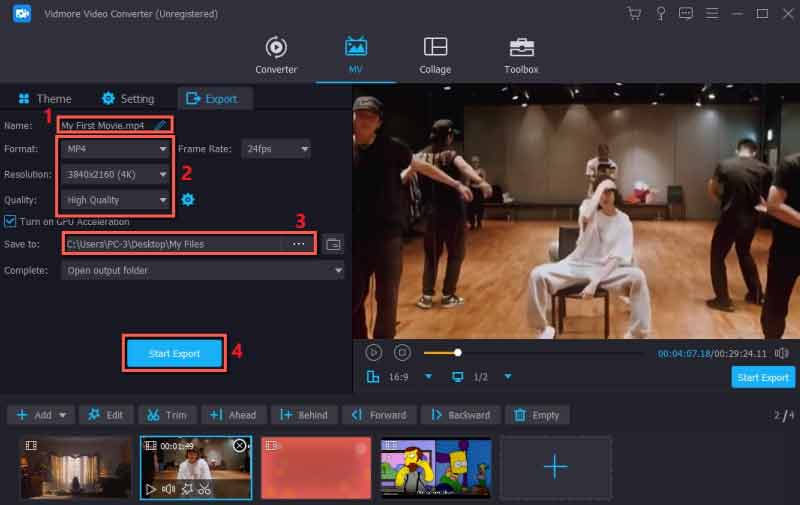 MV をエクスポート