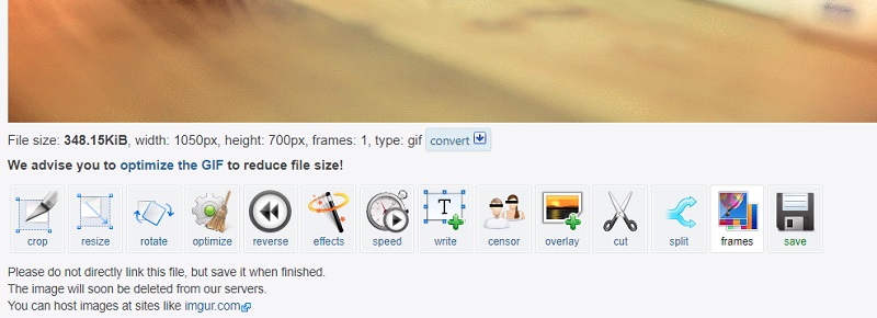 Ezgif で WEBP を GIF に変換