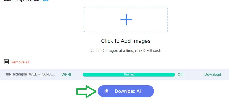 Vidmore 無料オンライン画像変換ツール をダウンロードして WEBP を GIF に変換