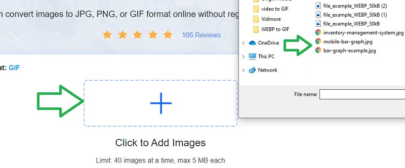 Vidmore 無料オンライン画像変換ツール に WEBP をアップロードして GIF に変換