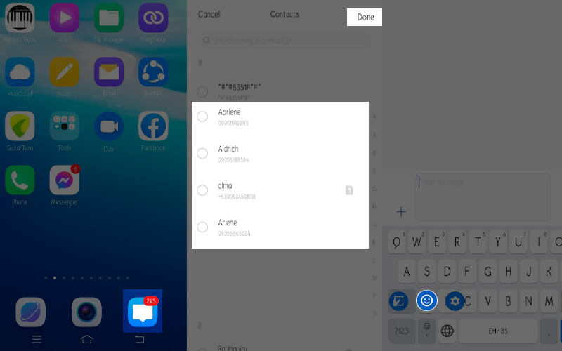 Android メッセージアプリで GIF ドロワーを開く