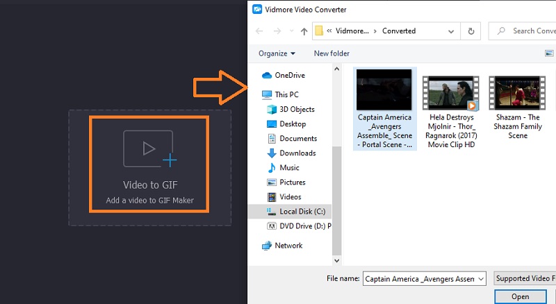 Vidmore VC 動画をアップロード