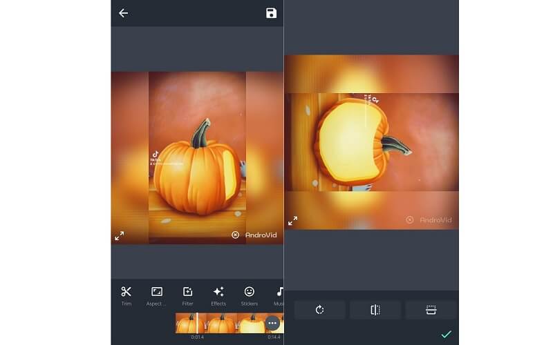 AndroVid インターフェース 動画回転アプリ