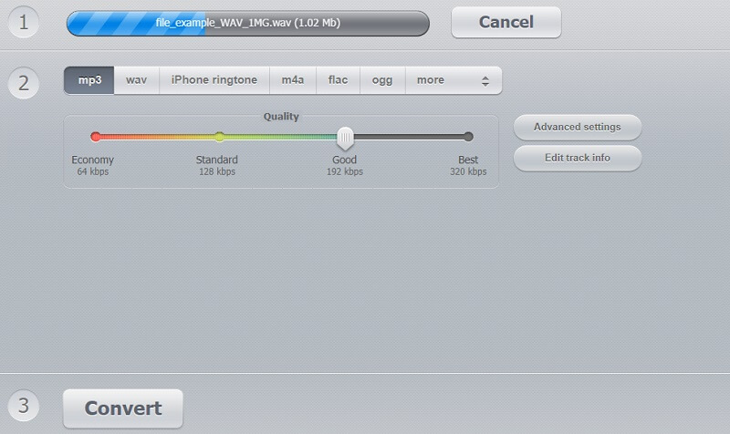 Online Audio Converter WAVをMP3に変換