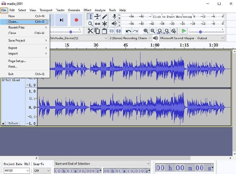 Audacity を使って変換する