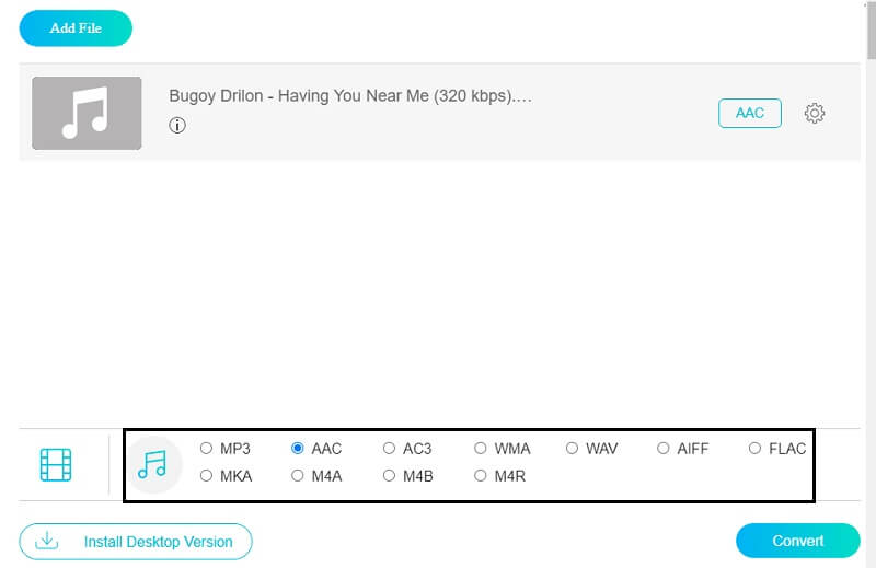 Vidmore オンライン 形式を選択