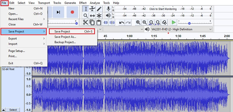 Audacity 音楽ファイルの保存