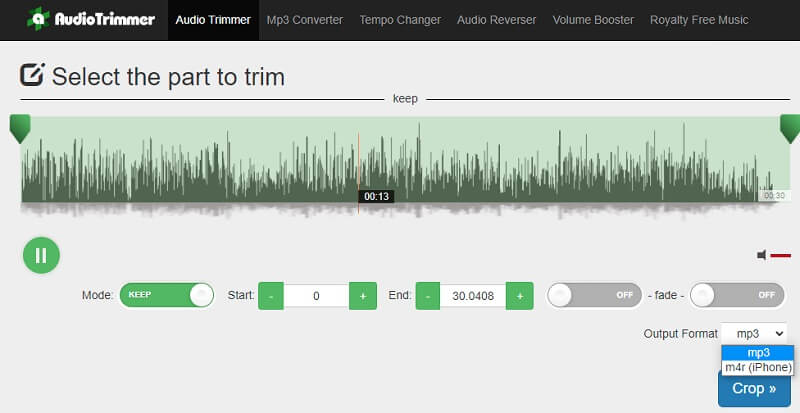 Audio Trimmer で M4R ファイルをカット