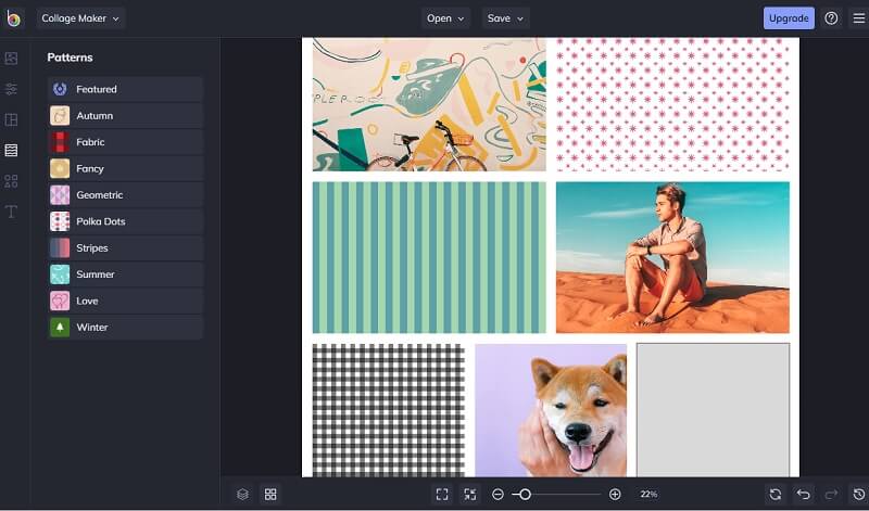 Befunky コラージュメーカー インターフェース