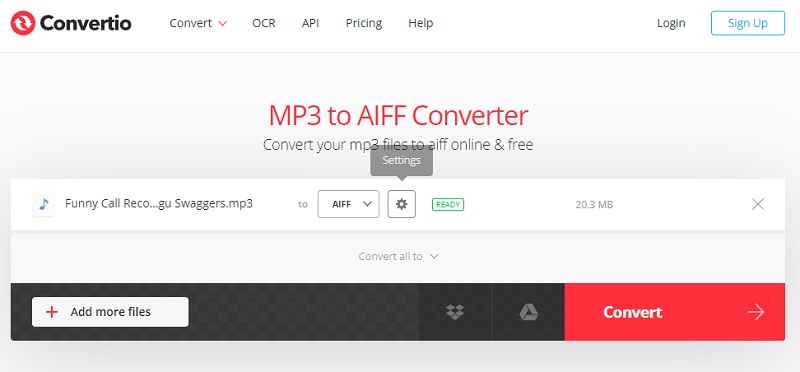 Convertio OGGをAIFFに変換