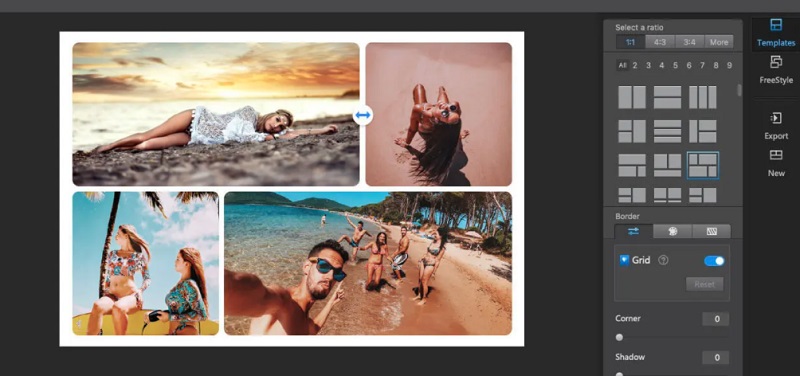 Fotor コラージュメーカー インターフェース