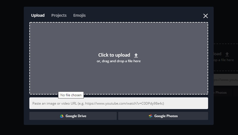 Kapwing OGGファイルのアップロード