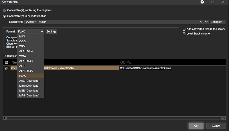 MediaMonkey 変換インターフェース