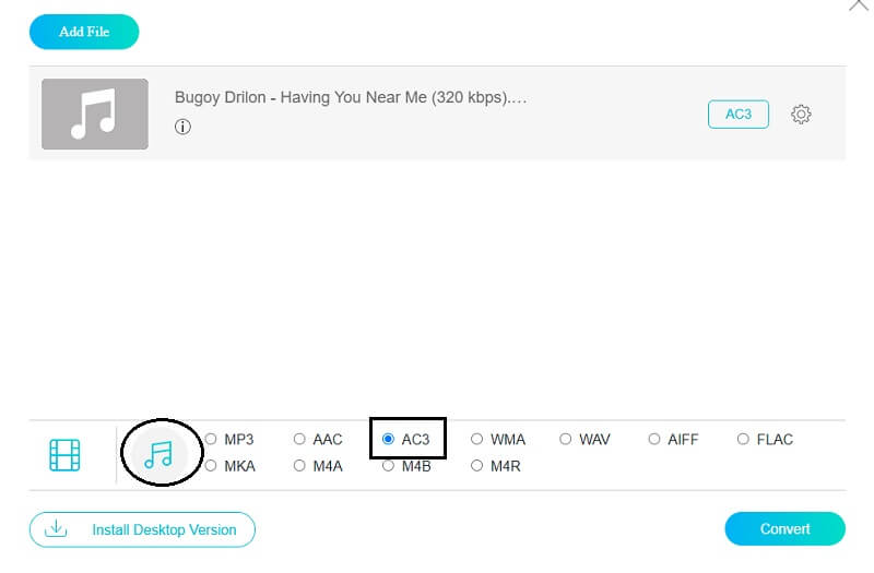 オンライン版 Vidmore AC3 形式を選択