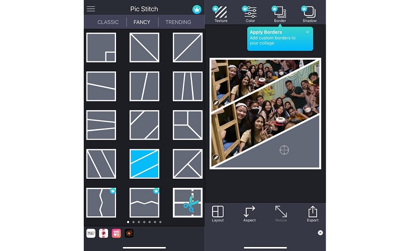 Picstitch コラージュメーカー インターフェース