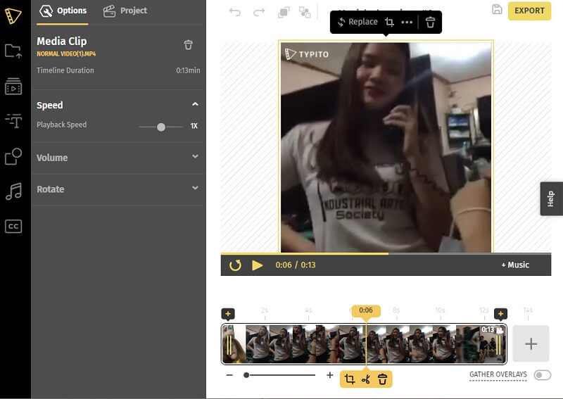 Typito インターフェース