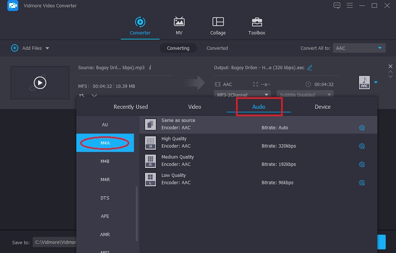 Vidmore 形式を選択