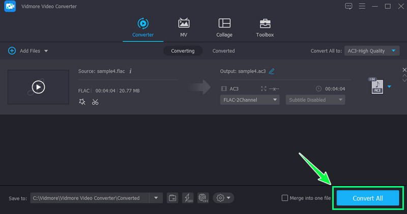 Vidmore FLAC を AC3 に変換