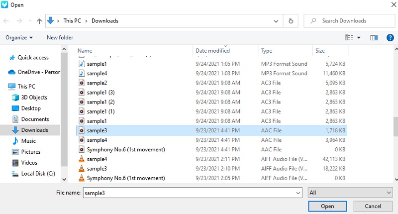 Vidmore 無料版 AACファイルを読み込み