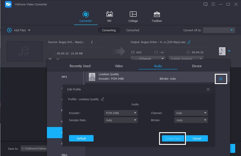 Vidmore 音質の調整