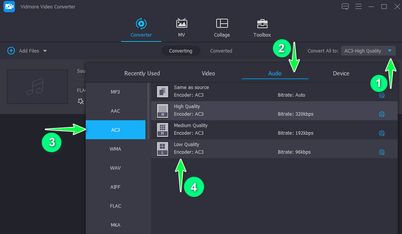Vidmore 出力形式の選択