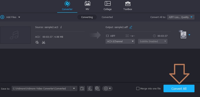 Vidmore AIFFへの変換を開始