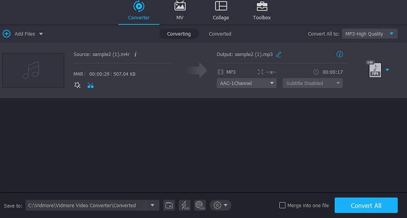 Vidmore VC 編集済み M4R 保存