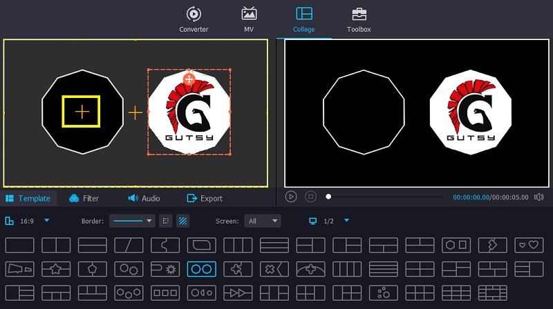 Vidmore VC テンプレート選択 写真をアップロード