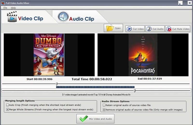 Full Video Audio Mixer で音声を動画に追加