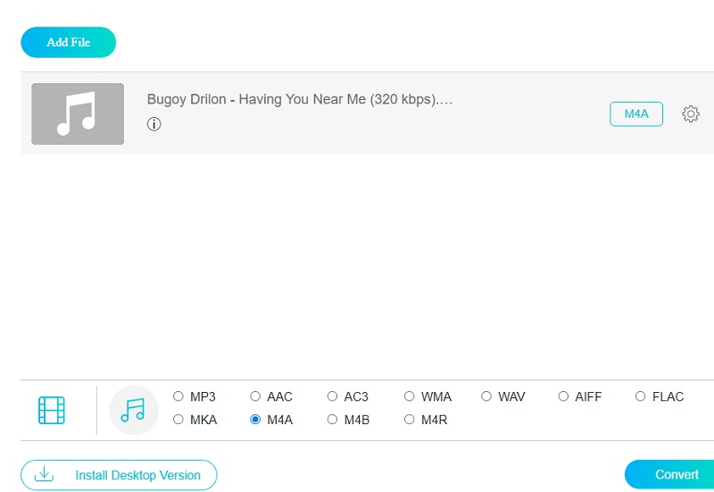 オンラインでM4A形式を選択 Vidmore