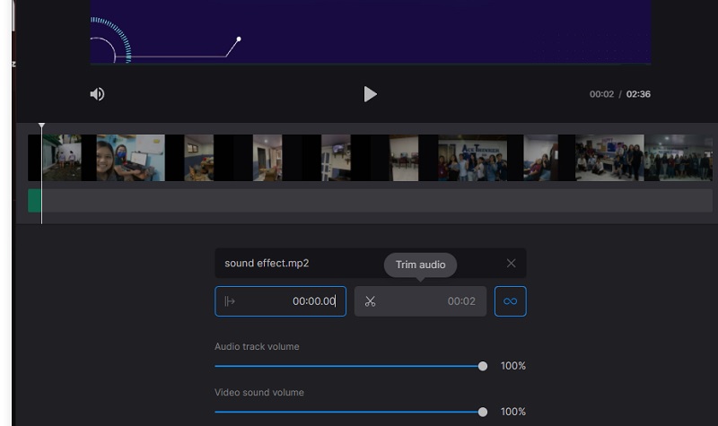 Clideo 音声設定を調整