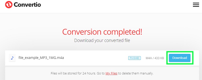 Convertio で出力ファイルをダウンロード