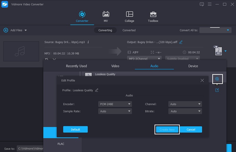 設定画面へ移動 Vidmore