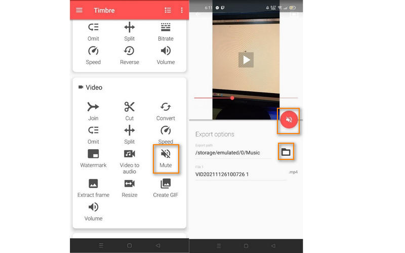 Timbre で音声を削除