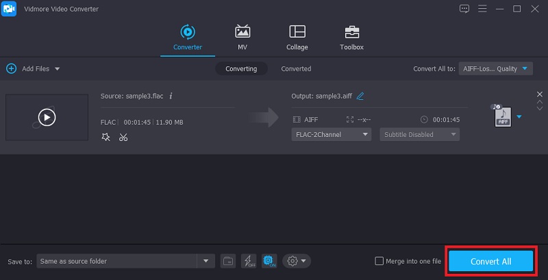 Vidmore 変換を完了