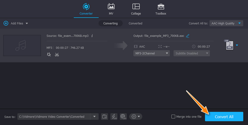 Vidmore MP3をAACに変換