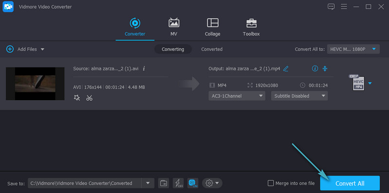 Vidmore 最終結果を書き出す