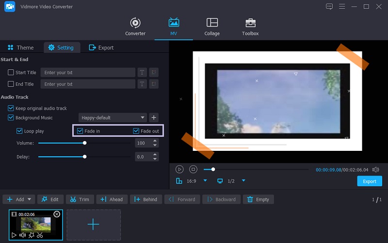 Vidmore フェードイン・フェードアウト効果