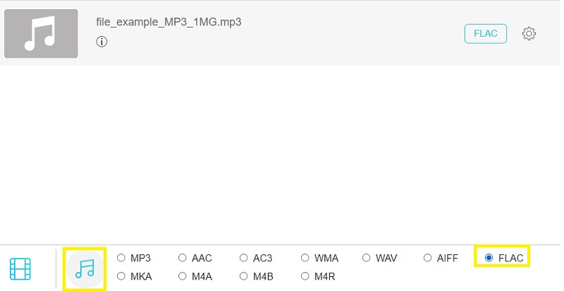 Vidmore Free FLAC形式を選択