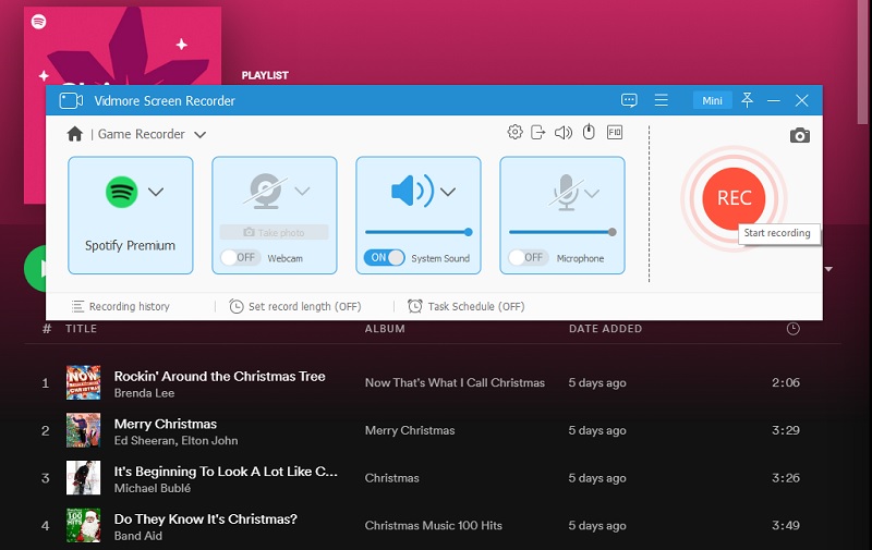 Vidmore Screen Recorder インターフェース