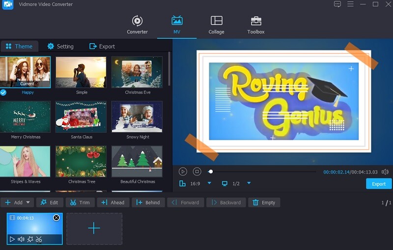 Vidmore でファイルにテーマを選択