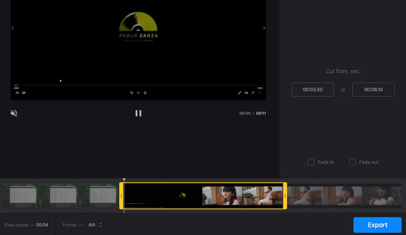 ClideoでAVI動画をカット