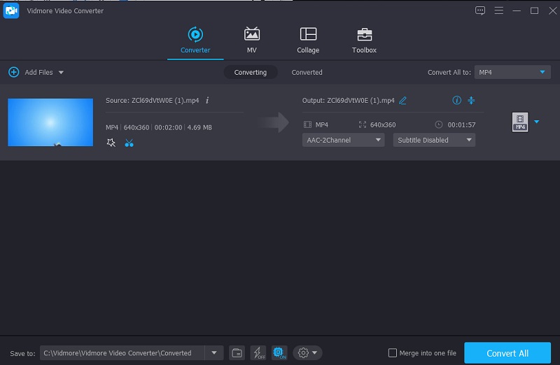 短くした動画を変換する Vidmore