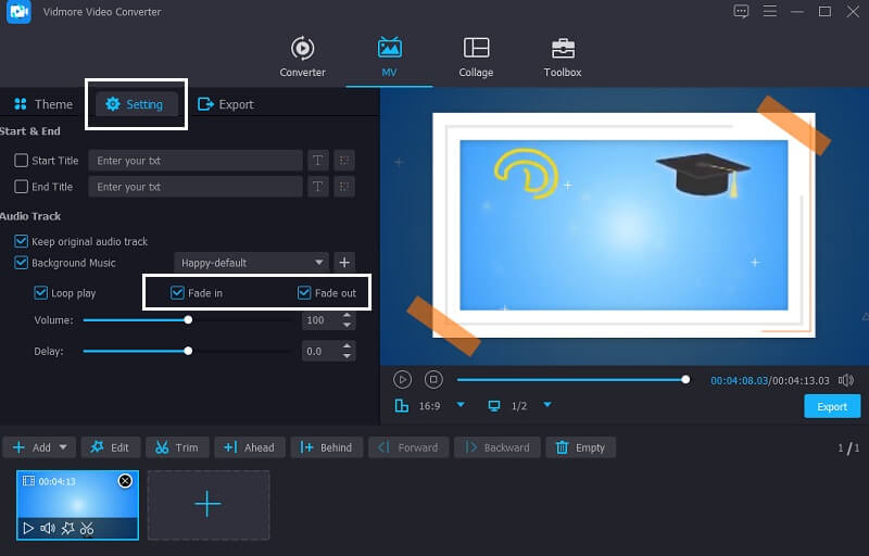 Vidmore でオーディオをフェードアウト
