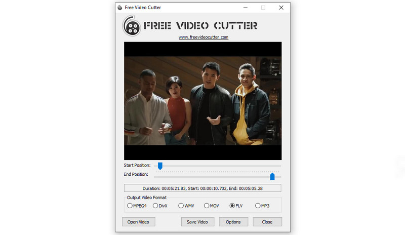 Free Video CutterでFLVをカット