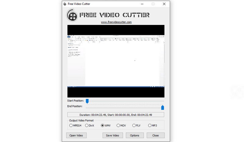 Free Video Cutter インターフェース