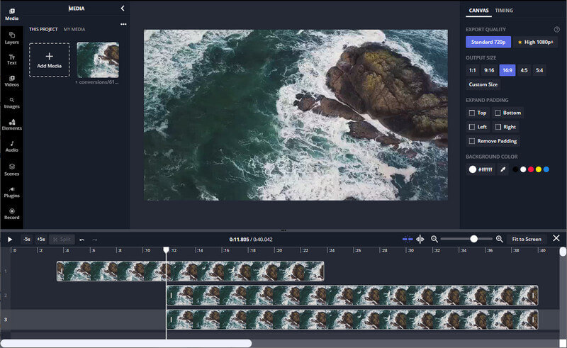 Kapwing 編集インターフェース