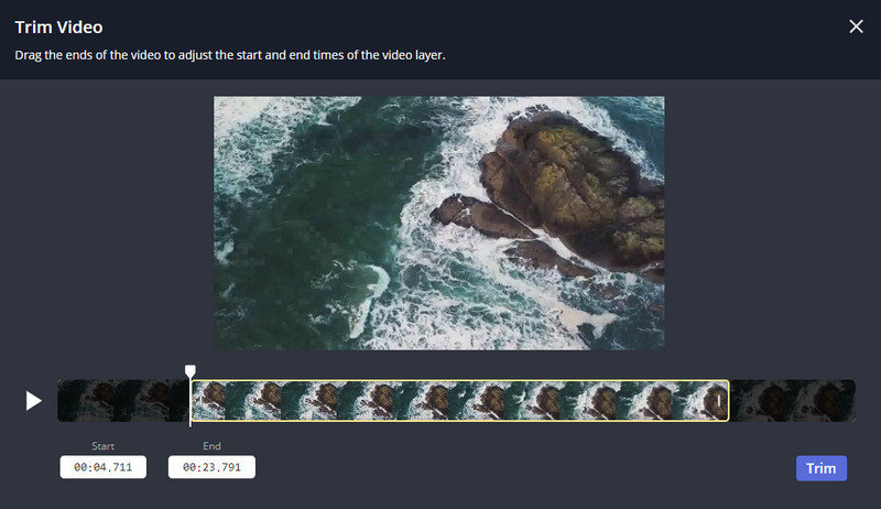 Kapwing トリマーインターフェース