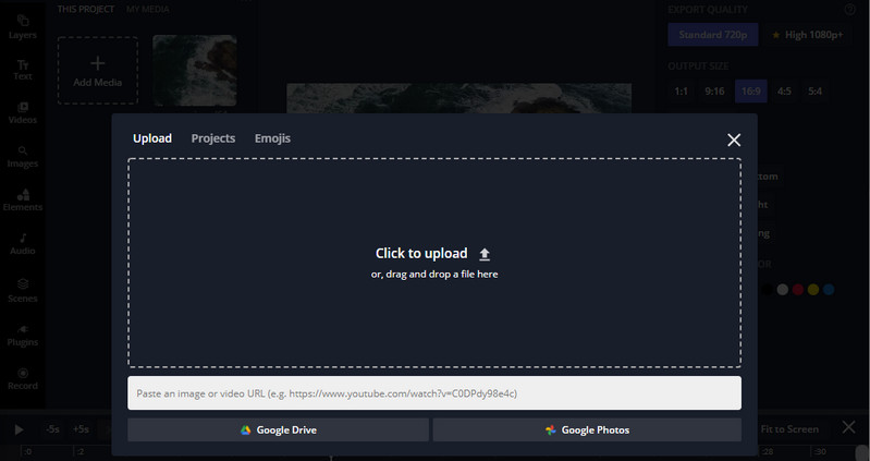 Kapwing アップロードオプション