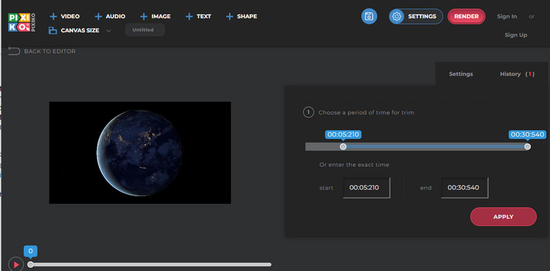 Pixiko で MOV ファイルをカット